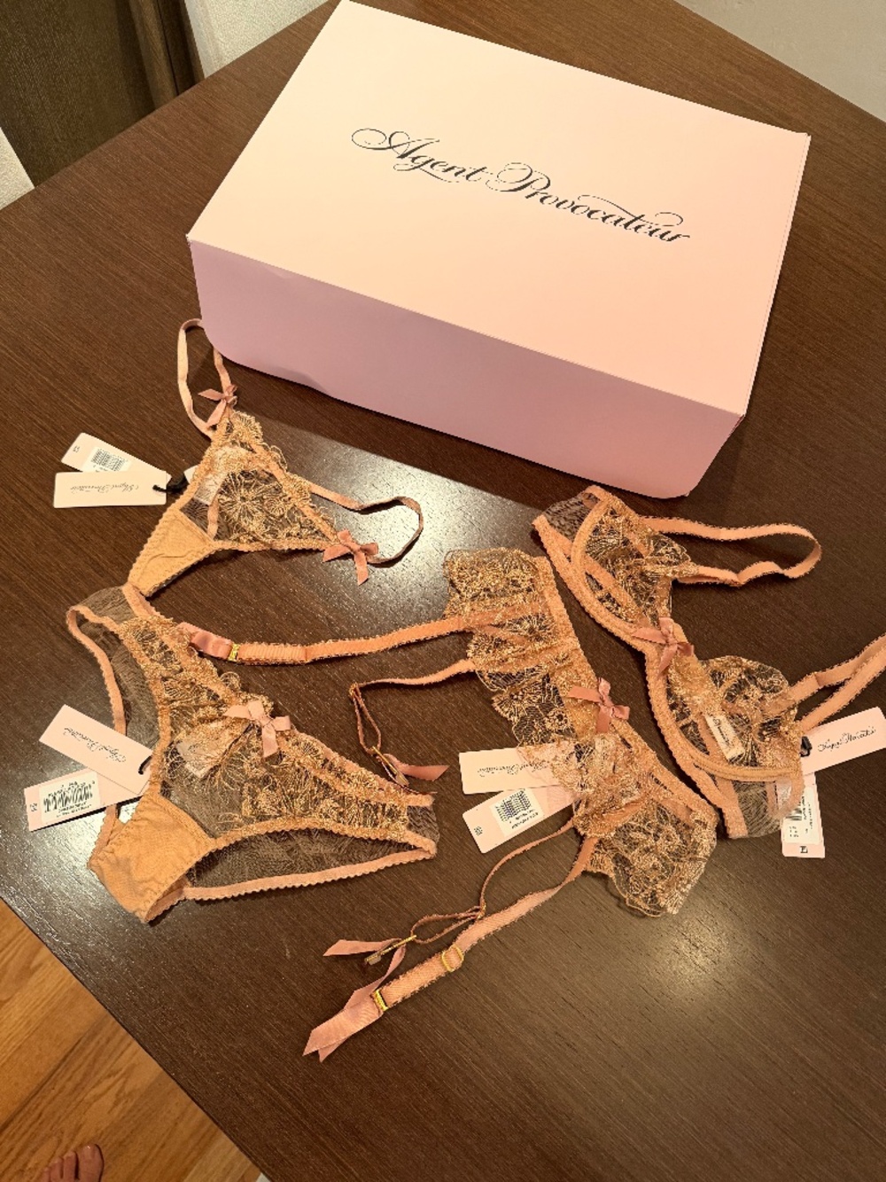 NWT Agent Provocateur Lingerie Set PRALINE/PINK